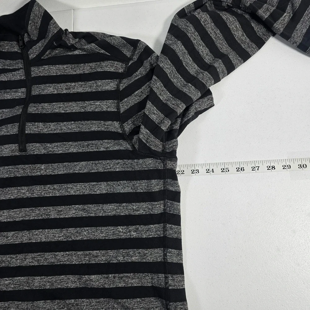 Lululemon Mens Striped Quarter Zip Pullover Athletic Long Sleeve Shirt Top L - Picture 4 of 8